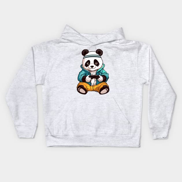 Gaming Panda, Gaming is my cardio Kids Hoodie by Art Joy Studio